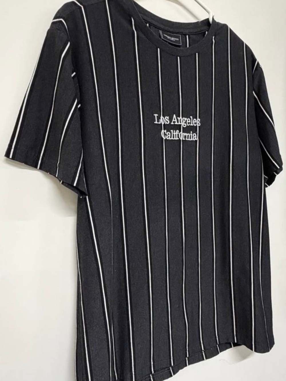 Various Artists Mens Stripe T Shirt Grey Black White Size L - Picture 3 of 4